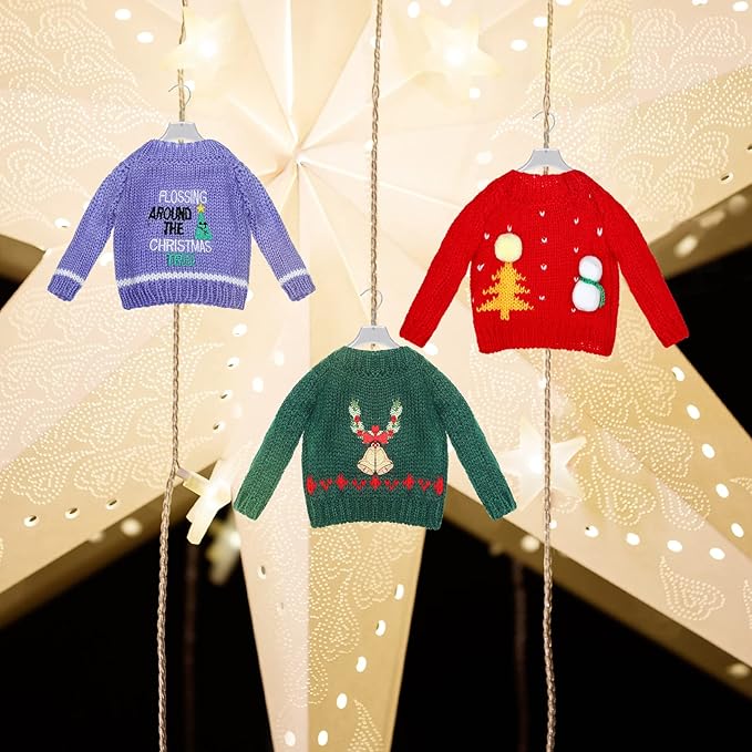 Chalyna 6 Pcs Christmas Doll Clothes Christmas Accessories Outfit Small Sweater Knitted Clothing Xmas Accessory Santa Clothing Accessories Clothes, Doll is Not Included(Adorable)