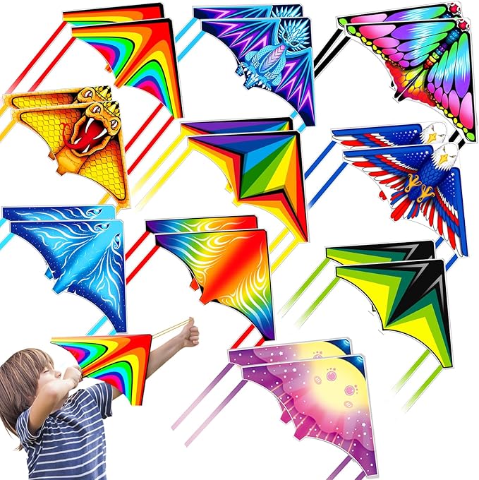 8 Pack/20 Pack Mini Kites for Boys Girls 3-5 6 7 8 Gift & Party Favors, Finger Launcher Kites Easy to Fly Ejection Kite for Kids Teens Ages 4-18 Beach Park Backyard Outdoor Sports Flying Toys