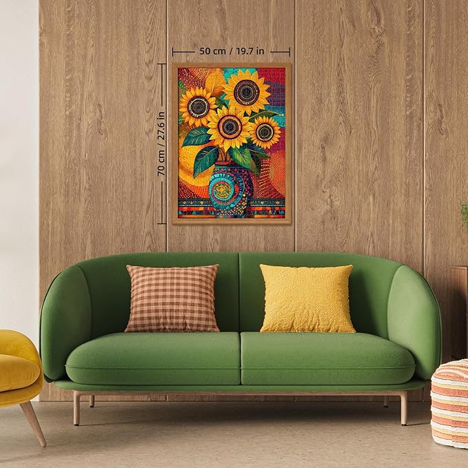 Radiant Sunflower Vases 1000 Piece Puzzle for Adults - Difficult Puzzles Art Painting Jigsaw Puzzles Family Game Home Decor