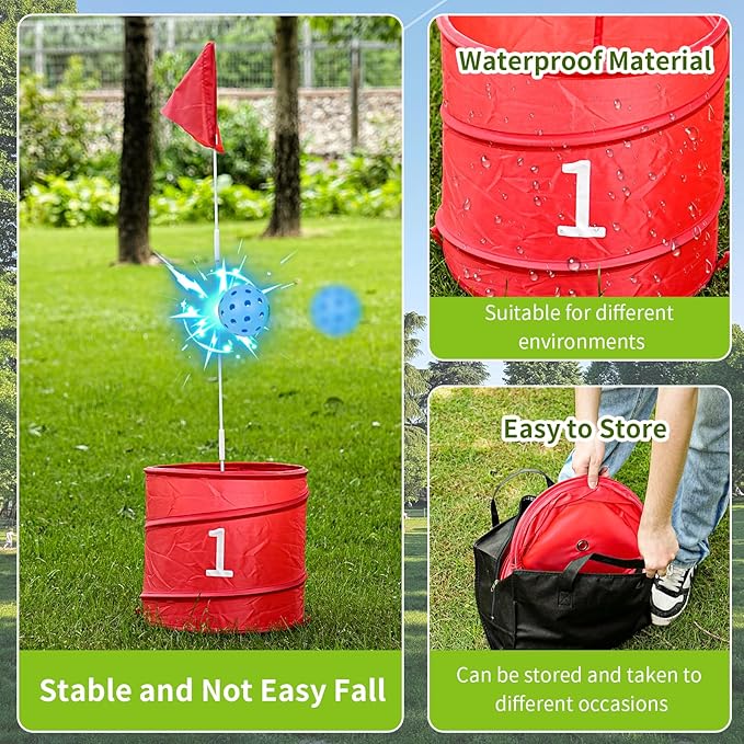 6 Holes-Outdoor Backyard Golf Game Set,Outdoor Yard Golf Chipping Game with 2 Clubs,Ball and Flag,Fun for All Crowd, Perfect for Beach,Park,Lawn and Camping