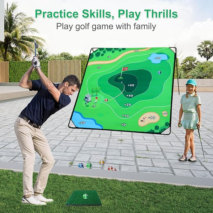 Golf Chipping Game Set, 71"x71" Portable Sticky Golf Game for Chipping Practice with Sticky Balls & Storage Bag for Indoor Outdoor