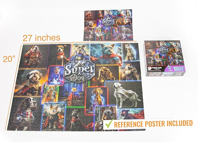 Superhero Dog - 1000 Piece Collage Jigsaw Puzzle - Colorful and Funny Adult Puzzle | Great for Adults & Kids - Cute Dogs and Puppy Like French Bulldog, Spaniel and Corgi (Super Dogs)