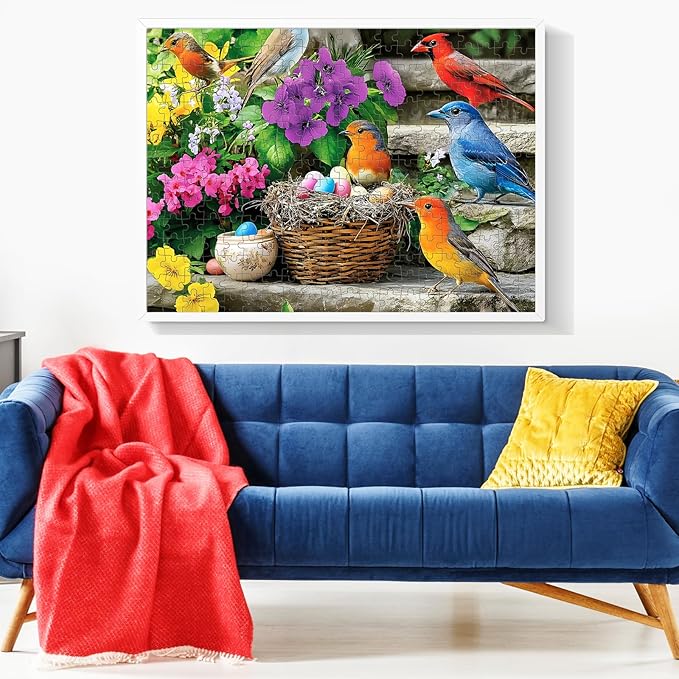 300 Piece Puzzle for Adults, Colorful Birds Jigsaw Puzzle, Colorful Hummingbird Animals Puzzles, Bird Lover Challenging Puzzles for Friends Family Activity Game Nights Gifts, 20.5x15 in