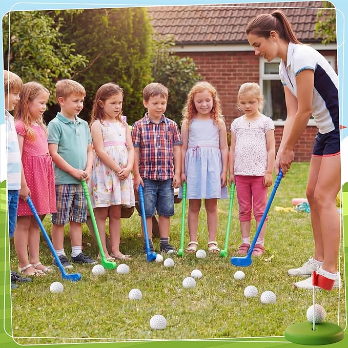 24 Pcs Plastic Mini Golf Clubs for Toddlers, Kids Golf Clubs Toy Set, Toy Balls for Kids Toddlers Outdoor Indoor Lawn Sports for Boys Girls (Simpel)