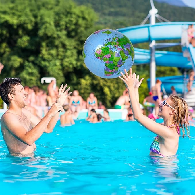 Coopay 6 Pack Inflatable Globe PVC World Globe Inflatable Earth Beach Ball Swimming Pool Ball Birthday Beach Party Decoration Summer Water Games Gifts for Beach Playing or Teaching
