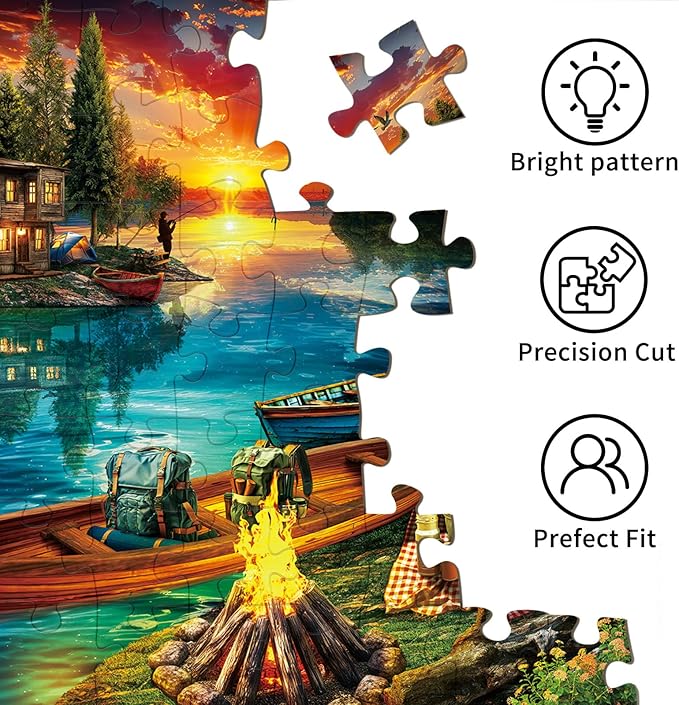 Puzzles for Adults 1000 Pieces, Jigsaw Puzzle for Adults, Fun Challenging Puzzle, Wilderness Lakeside Puzzles Game, Interlock Perfectly No Dust, Gifts for Friends Parents Father's Day