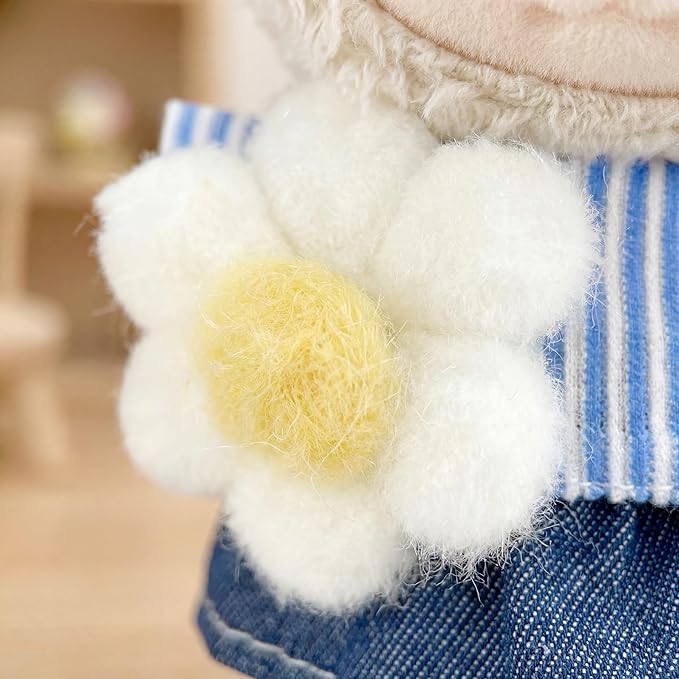 Clothes for Labubu 17cm Doll (NO Doll), 4 Piece Labubu Clothes Set, Cute Labubu Outfits with Accessories, Handmade Crochet La Bubu Doll Dress Up Set（Garden Baby）