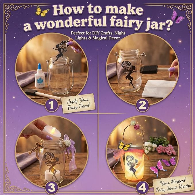 Alritz Fairy Lantern Craft Kit, Gifts for Kids Girls, Remote Control Mason Jar Night Light, DIY Garden Decorations Art Project Ornaments, Creative Easter Activities Birthday Ages 4 5 6 7 8 9 10 11+