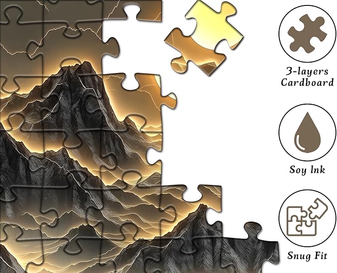 Golden Mountains Puzzles for Adults 1000 Pieces，Nature Sunset Landscape Jigsaw Puzzle，Impossible Challenging Scenic Puzzle, Scenery Home Wall Decor