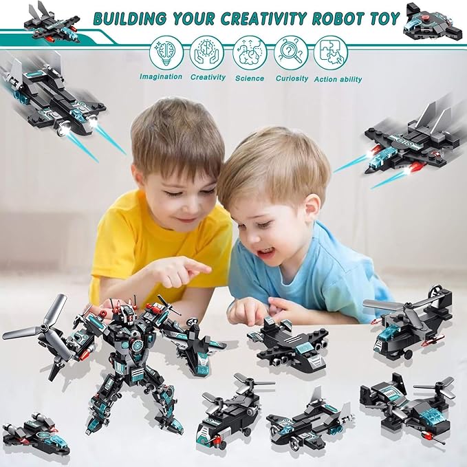 MOONTOY 577PCS STEM Robot Building Toys Set 25-in-1 Engineering Kit Building Blocks Bricks Construction Vehicles Educational Christmas Birthday Gifts for Kids Boys Girls 5 6 7 8 9 10 11 12+ Year Old