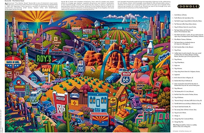 Buffalo Games - Eric Dowdle - Get Your Kicks on Route 66-1000 Piece Jigsaw Puzzle for Adults - Challenging Puzzle Perfect for Game Nights - Finished Size is 26.75 x 19.75