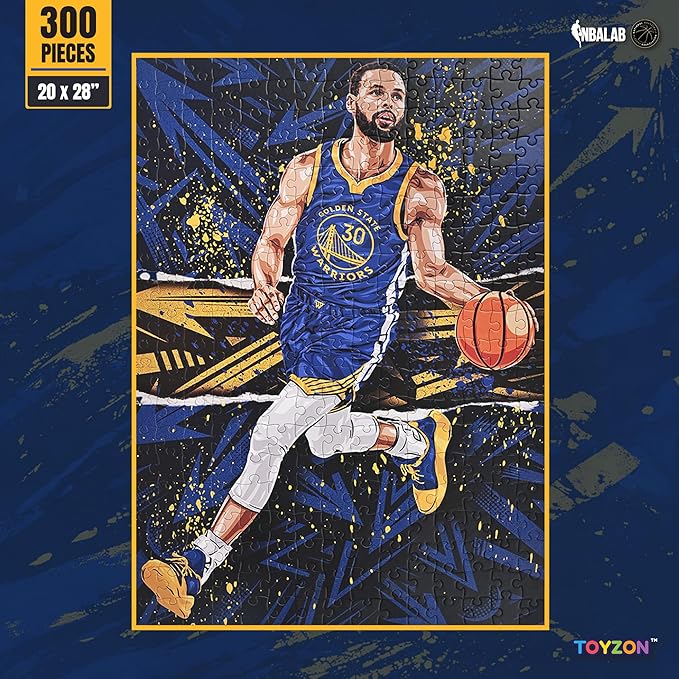 NBA Court Legends 300pc Stephen Curry Jigsaw Puzzle for Kids & Adults, Premium Basketball Puzzle Game, Family Activity, Collector Gift for NBA Fans, Game Room or Home Display