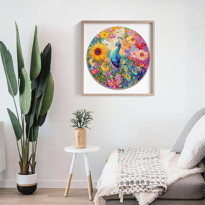 Flower Puzzles for Adults 1000 Pieces, Round Peacock Jigsaw Puzzles 1000 Pieces, Impossible Difficult Hard Challenging Puzzles for Adults, Art Puzzle for Home Decor (26.5 * 26.5in)