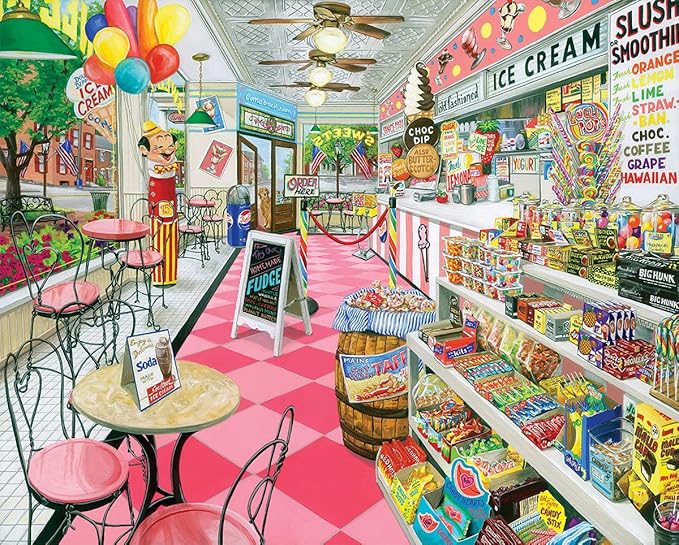 White Mountain 1000 Piece Jigsaw Puzzle Summer Desserts and Sweets Puzzles with Large Pieces for Adults and Family 24"x30" – Ice Cream Parlor