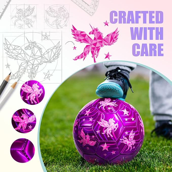 INPODAK Soccer Ball for Toddler Kids 1-3 2-8, Size 2 Size 3 Soccer Ball, Cartoon Dinosaur Unicorn Balls with Pump, Mesh Bag and Gift Box Great Gift for Birthdays