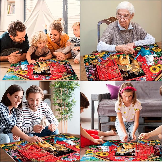 300 Piece Puzzle for Adults Dog Cat Flower Jigsaw Puzzle, Recycled Cardboar Jigsaw Puzzles 300 Pieces for Senior, Challenging Puzzles Family Birthday Party Toy Gift for Friends 20.5"x15"