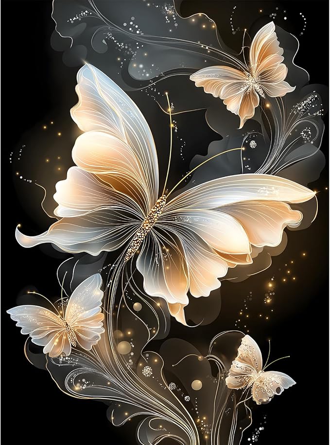 Puzzles for Adults 500 Pieces, Butterfly Jigsaw Puzzles - Dreamy Butterfly, Impossible Diamond Art Puzzle for Seniors Families, 20.47x14.96 Inches, 1:1 Poster, Letter On The Back