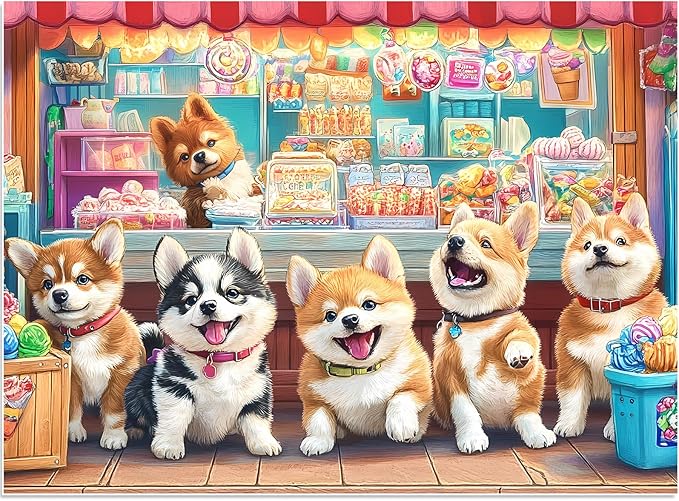 300 Piece Puzzles for Adults, Cute Dogs Jigsaw Puzzle for Adults Kids Seniors, Recycled Cardboard XLarge Piece Puzzle 300 Piece, Challenging Game Family Activity Great Gift for Friends 20.5 * 15 in