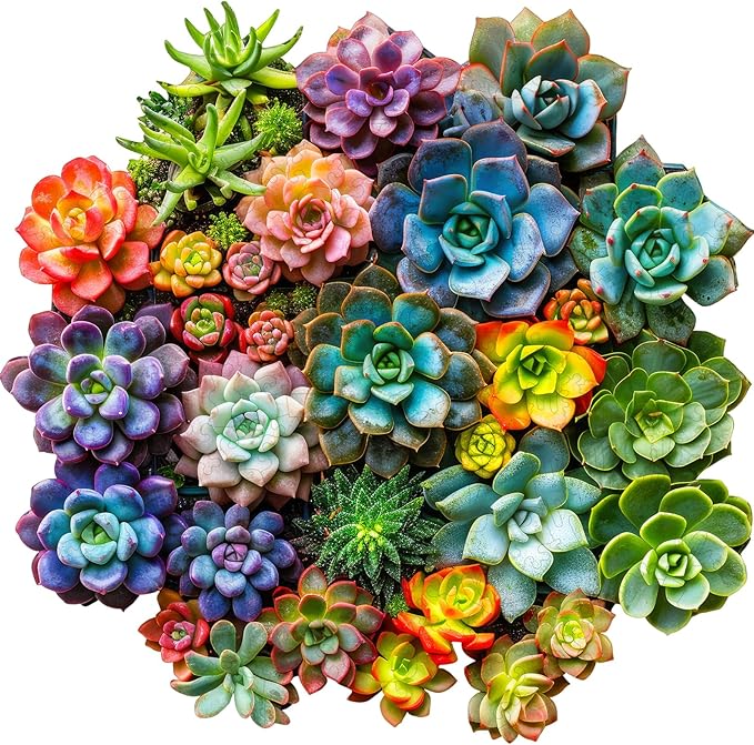 Delobil Succulent Plants Wooden Puzzles for Adults, 500 Pieces Jigsaw Puzzles, Unique Shaped Wood Puzzle Gift for Adults and Kids, Family Game 16.9'' x 16.5''