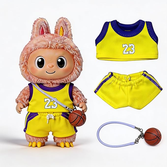 Sports-Themed Basketball Football 3-Piece Set,is Suitable for a 17cm Dolls, Dolls Clothing Accessories ( No Dolls )(NO.23 -Yellow)