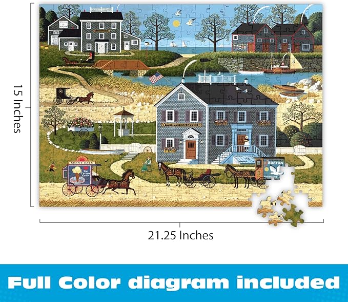Buffalo Games - Charles Wysocki - The Whippersnappers of Cape Cod - 300 Piece Jigsaw Puzzle for Adults - Challenging Puzzle Perfect for Game Nights - Finished Size is 21.25 x 15.00