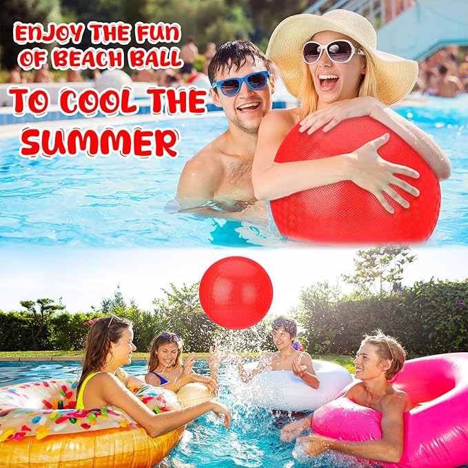 Yunsailing 5 Pack 18 Inch Large Bouncy Balls Giant Inflatable Red Playground Balls with Hand Air Pump for Outdoor Indoor Activity Beach Park Backyard Game Supplies