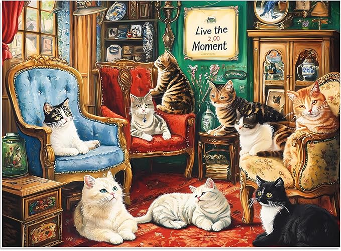 500 Pieces Puzzle for Adults,Cats Home Puzzle, Recycled Cardboard Animals Jigsaw Puzzles 500 Pieces,Challenging Puzzles Game Home Decor Birthday Party Gift Toy for Adults Seniors 20.5 * 15 in