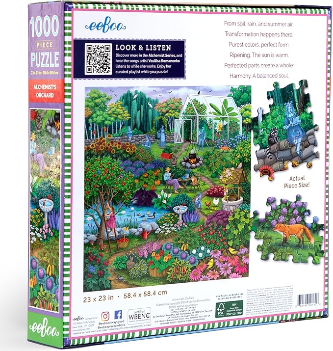eeBoo 1000 Piece Puzzle - Alchemist's Orchard Jigsaw Puzzle for Adults, Square 23" x 23" Made with Recycled Board & Vegetable-Based Ink