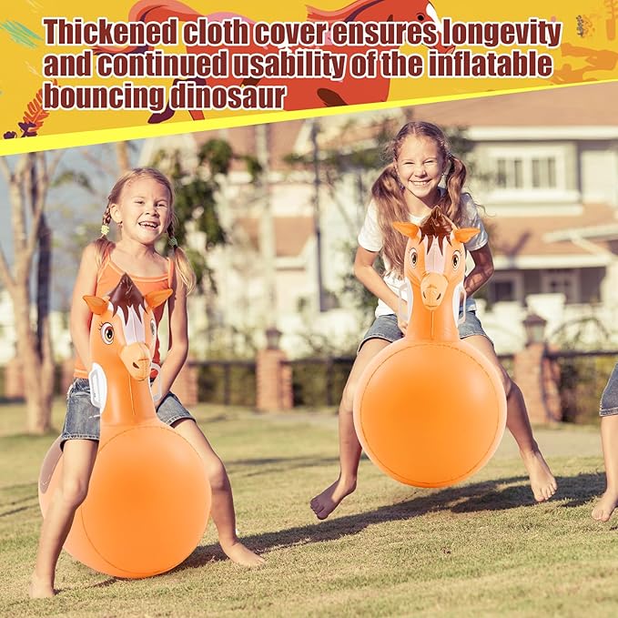 Hiboom 2 Pcs Giant Inflatable Hopping Toys 51 Inch Bouncer Animal Toys Ride on Animal Bouncy on Hopping for Birthday Party Gifts Supplies(Horse)