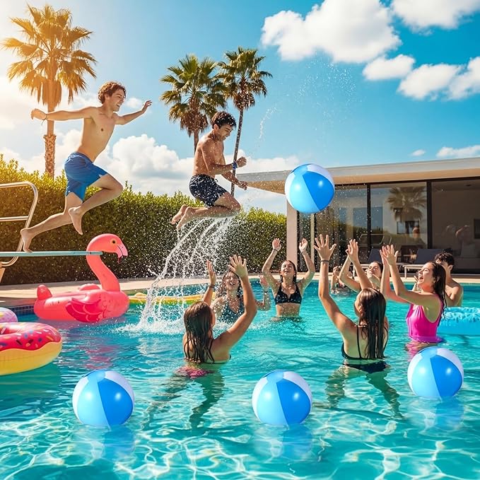 6 Pieces Pastel Beach Balls Bulk- 17 Inch Inflatable Pool Balls, PVC Inflatable Ball for Theme Gender Reveal Birthday Party Decorations Summer Swimming Pool Game Supplies