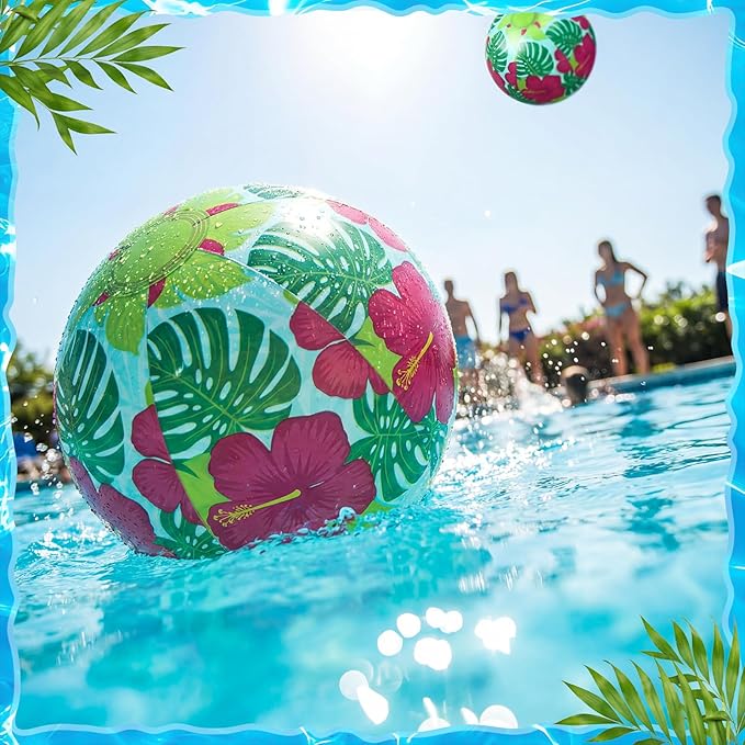 Civaner Tropical Luau Party Decorations Beach Ball 7.87 Inches Inflatable Beach Ball for Tropical Luau Party Favors Summer Swimming Pool and Beaches Game Gifts for Hawaii Themed Birthday