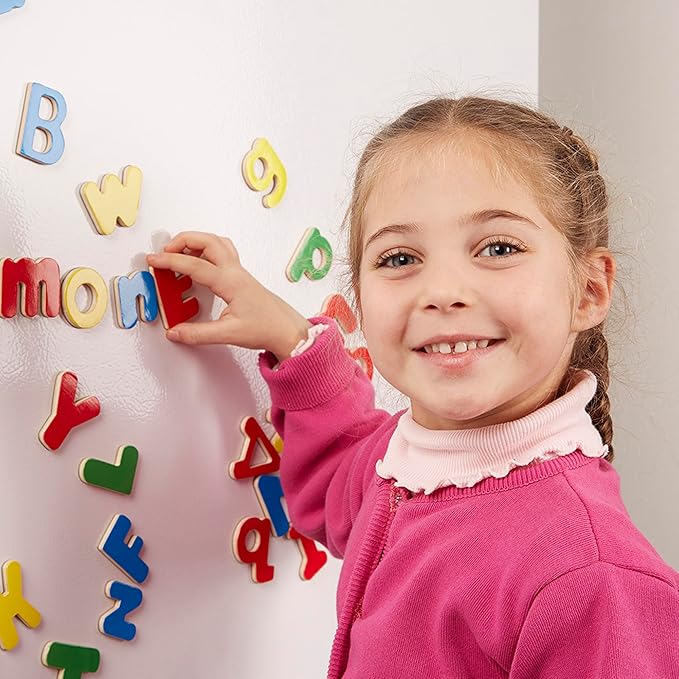Melissa & Doug 52 Wooden Alphabet Magnets in a Box - Uppercase and Lowercase Letters