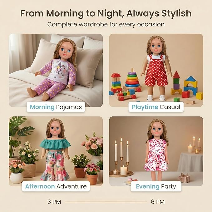 MSYO 10 Sets Doll Clothes for 17 - 18 Inch Dolls, Diverse Outfits (Floral, Polka Dot, Unicorn) & Accessories, Fashion Dress - Up Set for Girl Doll Play & Gifting