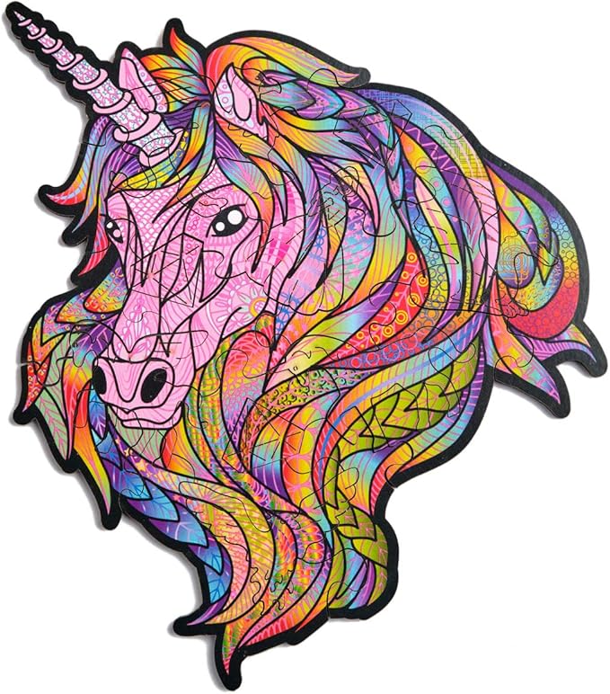 Wood Trick Pink Sky Mini Wooden Jigsaw Puzzle for Adults and Kids - 6.3 x 6.7 in - Animal Unique Shaped Figured Jigsaw Puzzle Pieces - Premium Quality