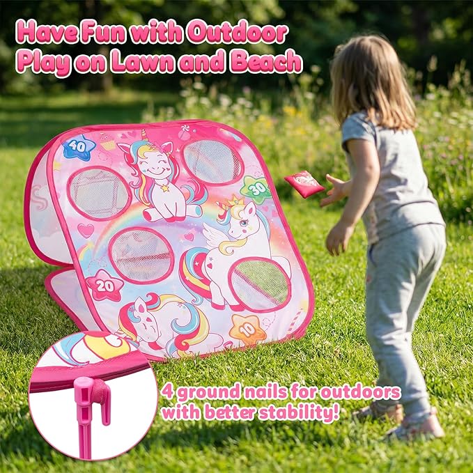 Bean Bag Toss Game for Kids - Cornhole Board Outdoor Toys for Toddlers -Party Activities Carnival Outside Yard Backyard Beach Lawn Games Toy for Kid Boys Girls Age 3 4 5 6 7 8 Year Old Birthday Gifts