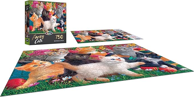 RoseArt - Fancy Cats - Kittens at Play - 750 Piece Jigsaw Puzzle for Adults