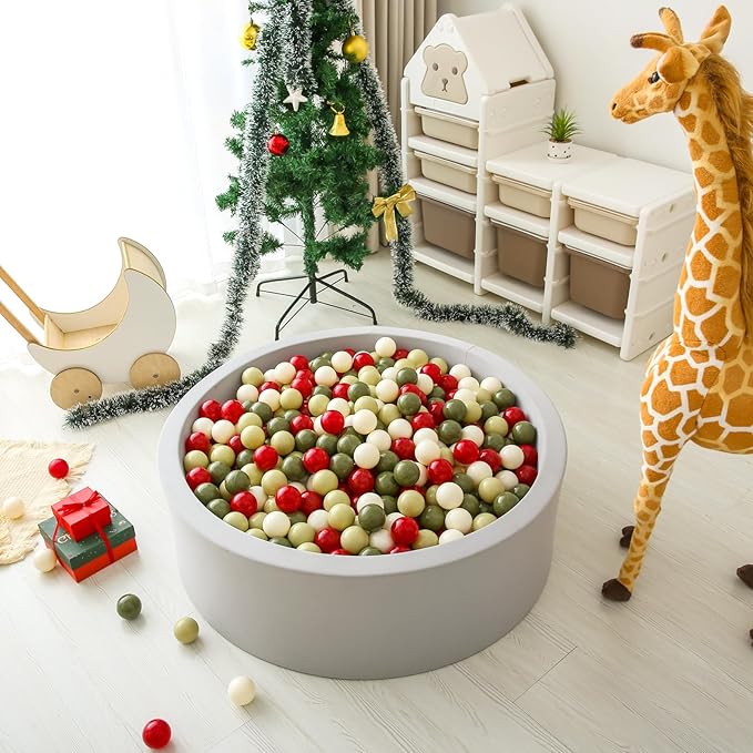 GOGOSO Ball Pit Balls for Toddler, Baby Plastic Playballs Kids Soft Pastel Pelotas Non-Toxic BPA-Free,Christmas Colors,100 Balls