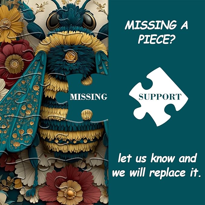 Bee Puzzles for Adults 1000 Pieces, Nature Flower Plant Jigsaw Puzzles, Cute Floral Insect Puzzle, Impossible Challenging Puzzles for Adults