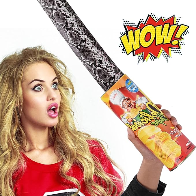 Aramox Funny Pranks Pop Out Spring Snake Trick Toy, Chip Can Packing, Shocking Gadget for Party with Endless Enjoyments