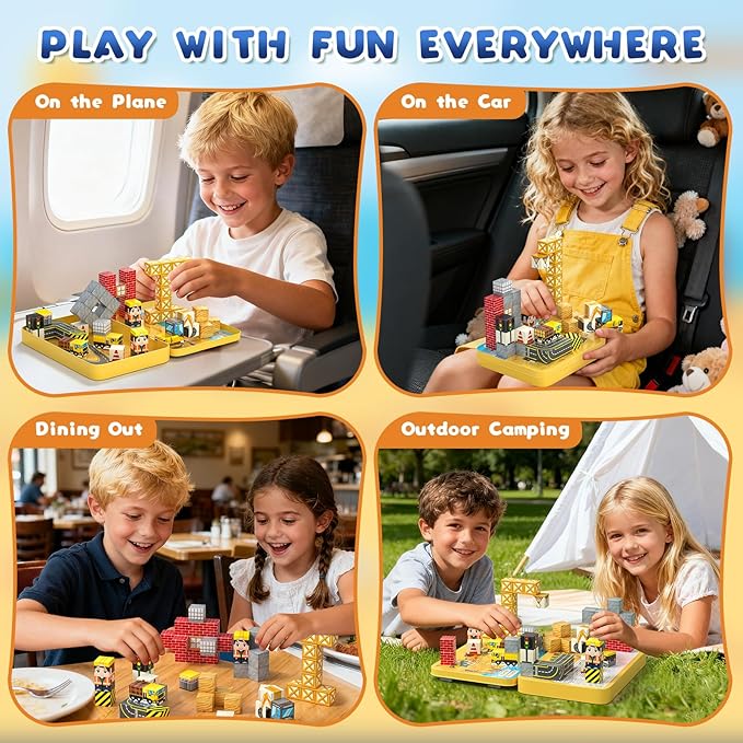 Axirata 60PCS Mini Magnetic Blocks Travel Set for Kids, Mini Magnetic Tiles Building Cubes with Portable Iron Box, STEM Construction Sensory Toy for Toddler Boys Girls Age 3-5 4-8 8-12+