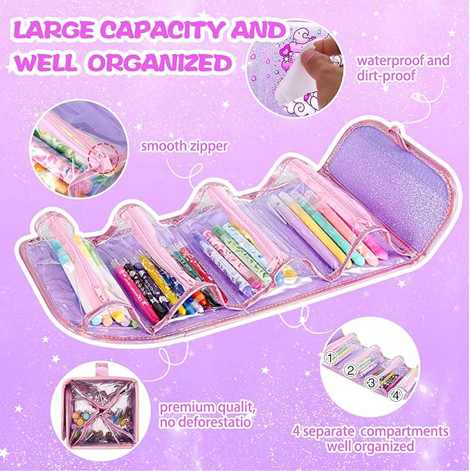 CzoyJoyz 50 Pcs Fruit Scented Washable Markers Set for Girls 4-8, Unicorn Coloring Markers Art Set and School Supplies Birthday Gifts Toys for 4 5 6 7 8 Year Old Girls (Purple)