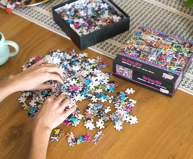 The Crazy 80's! Retro Puzzle for Adults and Kids | 1000 Piece Jigsaw Puzzle Toy | Interactive Brain Teaser for Family Game Night | 28 x 20 Inches