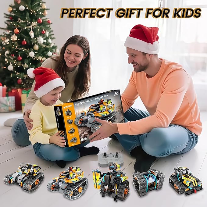 STEM Robot Building Kit with APP / Remote Control, 5 in 1 RC Robotic Car Toy for Kids Ages 8-12, Christmas Birthday Gifts for Boys Age 6 7 8 9 10 11 12+, DIY Build Set, Educational Science Projects