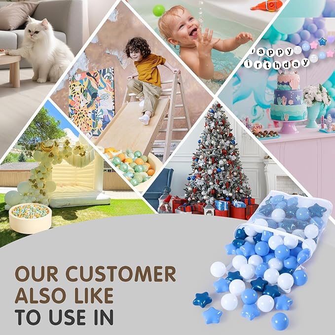 Realhaha Ball Pit Balls 50 100 200 500, Star Shapes for Babies Kids Playpen Plastic Balls for Babies Ball Pool Puppy Playballs