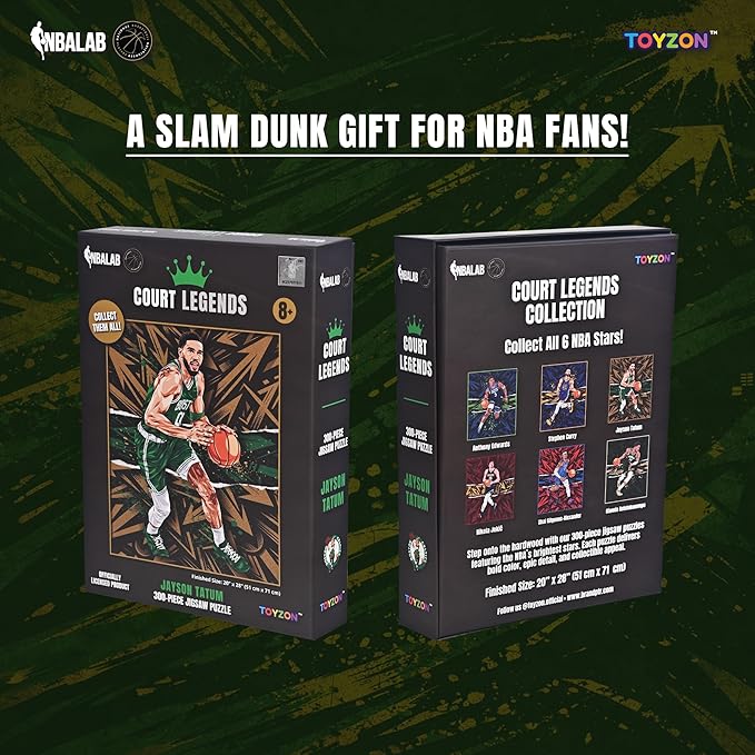 NBA Court Legends 300pc Jayson Tatum Jigsaw Puzzle for Kids & Adults, Premium Basketball Puzzle Game, Family Activity, Collector Gift for NBA Fans, Game Room or Home Display