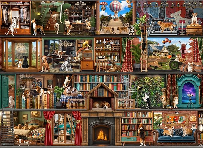 HUADADA Puzzles for Adults 1000 Pieces,Dog Theater Difficult Puzzles for Adults,1000 Piece Puzzle for Adults ‌Family Interactive Game Gift