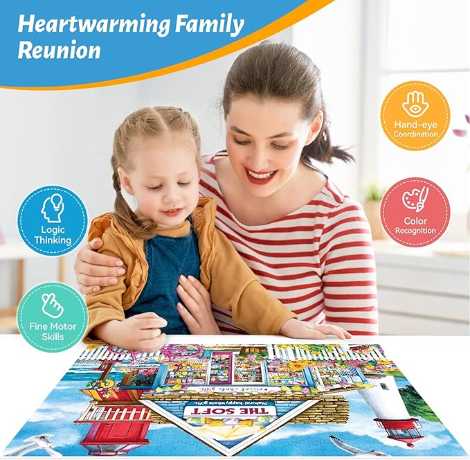 500 Piece Puzzle for Adults – Coastal Flowers and Ocean View Jigsaw Puzzle for Family and Adults – Relaxing Nature Puzzle, 20.5 x 15 in