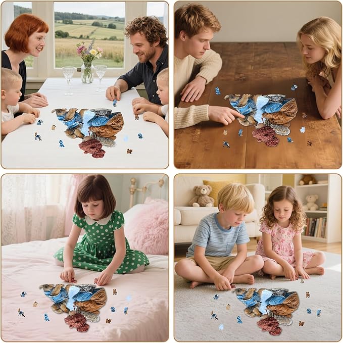 MEATRN Wooden Puzzles for Adults - Little Girl Kissing Puppy, 216 Pcs, 11.4x11.4 in, Cute Animal Wood Jigsaw Puzzle, Heartwarming Parent-Child Game, Birthday Gift for Kids Home Décor