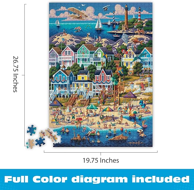 Buffalo Games - Dowdle's Outer Banks 1000 Piece Jigsaw Puzzle, Made in USA, Recycled Premium Board, Reference Diagram