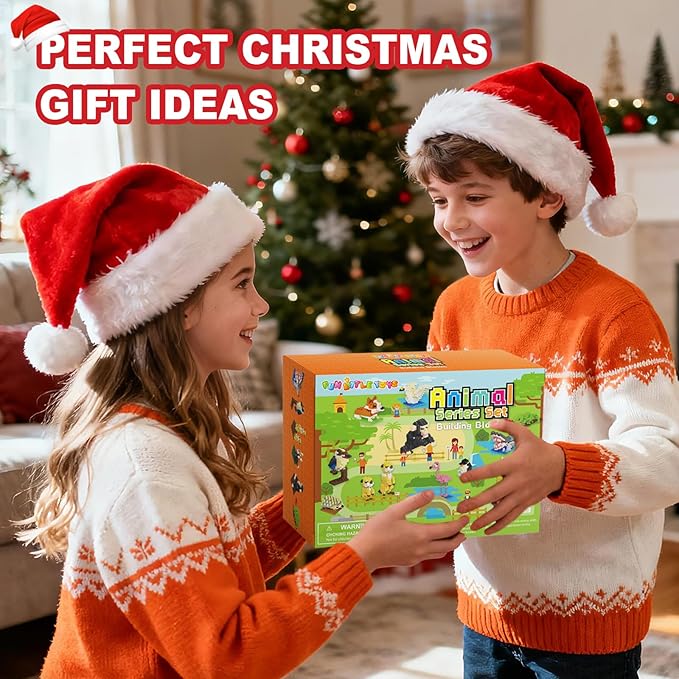 FUN LITTLE TOYS Party Favor for Kids Building Set, Mini Animals Building Blocks Sets Goodie Bags Stuffers for Kid, Small Toy Prizes, 12Pack Kit Birthday Party Favor Gifts Toys for Ages 8-13